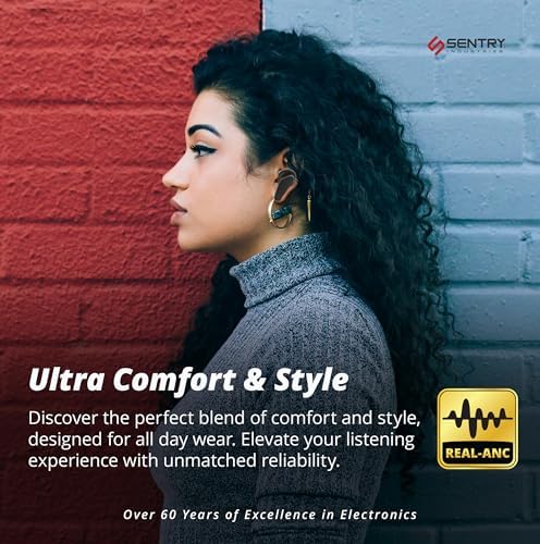 SENTRY OSE Wireless Stem Earbuds – Elevate Your Audio Experience with -20 d B Active Noise Cancellation, 10-Hour Playtime, and Touch Controls – Ideal for Commuters, Audiophiles, and On-the-Go Listening with Portable USB-C Charging Case and Built-In Microphone