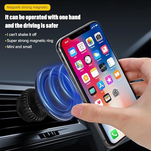 Transform Your Driving Experience with an Advanced Magnetic Car Phone Holder – 360° Rotating Mount for Effortless Navigation and Hands-Free Communication, Equipped with Dual Magnetic Rings for Exceptional Stability, Compatible with i Phone Models 16, 15, 14, and 13 – Sleek, Streamlined Design for Seamless Vehicle Integration and Optimal Safety