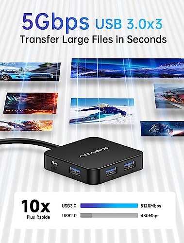 Revolutionize Your Workspace with the 4 FT USB C Hub – 10 Gbps Multiport Adapter Featuring 4 K HDMI Output and 100 W Power Delivery for Mac Book, Dell, Lenovo & i Pad Pro – Ultimate Connectivity with Versatile USB A3.1 Ports for Fast Data Transfers and Seamless Device Integration
