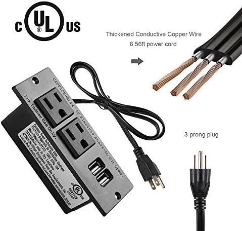 Transform Your Workspace with the Recessed Conference Power Strip Socket – Versatile 2-Outlet Charging Station with Dual USB Ports for Rapid Device Powering and Enhanced Organization in Professional Settings