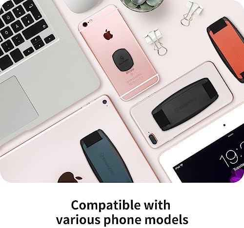 Sinjimoru S-Grip Clementine: Versatile Detachable Phone Grip & Kickstand for Wireless Charging – Anti-Drop Finger Holder for i Phone & Smartphones, Enhanced Stability & Flexibility for One-Handed Use, Ideal Desk Stand & Tablet Mount Accessory, Complete with 90-Day Warranty