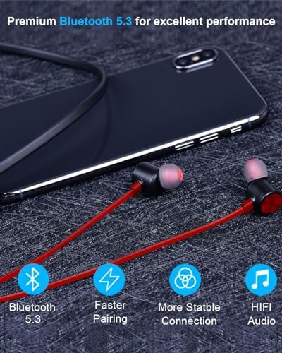 NANAMI Bluetooth Wireless Earbuds – IPX7 Waterproof In-Ear Headphones with Hi-Fi Stereo Sound, Magnetic Neckband & 18 Hours Playtime for Sports and Workouts – Enhanced Comfort & Noise Cancellation for Active Lifestyles