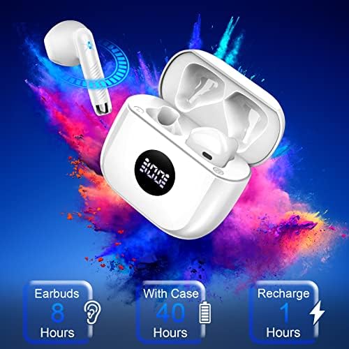 Unleash Premium Sound with Jxrev 2025 Wireless Earbuds – Advanced Bluetooth 5.4 Tech for Effortless Connectivity, Hi-Fi Stereo Audio for Unmatched Clarity, IP7 Waterproof Design for Ultimate Protection, 40-Hour Playtime for All-Day Listening, Enhanced 4-Mic Noise Cancellation for Crystal-Clear Calls, LED Battery Life Indicator for Convenience, Perfect for Active Lifestyles and Daily Use