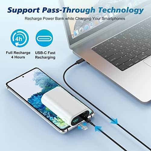 Compact 10800 m Ah Portable Charger with Built-in USB-C Cable – Fast PD 3 A Power Bank for Samsung Galaxy S22/S21, Note, Moto, and LG – LCD Display for Real-Time Battery Monitoring – Ultimate Solution for Mobile Charging Needs