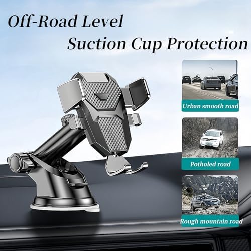 Universal 3-in-1 Car Phone Holder with Strong Suction Cup – Adjustable Dashboard, Windshield & Vent Mount for All Smartphones – Enhanced Stability, 360-Degree Rotation & Quick-Release Function for Safe Navigation