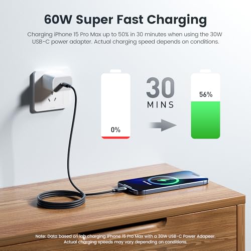 High-Speed 60 W USB C Cable Set [2-Pack, 10 ft] – Versatile Fast Charging Silicone Cord for i Phone 16, Samsung Galaxy S24, Mac Book Air, and More – Durable Design for Maximum Compatibility and Extended Reach (Black & White)