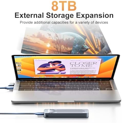 MAIWO 8 TB M.2 NVMe SSD Enclosure – USB 3.2 GEN2 10 Gbps High-Speed Adapter for Enhanced Performance & Compatibility – Portable Aluminum Design with UASP and Trim Support for Ultimate Data Efficiency