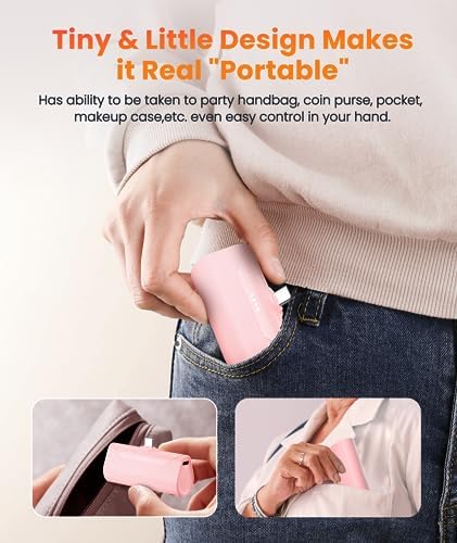 Ultra-Compact 5000 m Ah Power Bank with Built-in USB C Cable for i Phone 15 Pro Max – Reliable Portable Charger for i Phone 14/13, Samsung, Google, and More – Fast Charging Solution for On-the-Go Power Needs (Black)