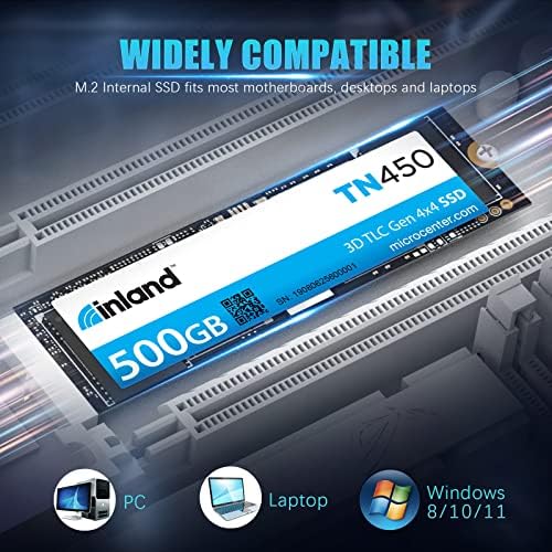 Elevate Your Performance with the INLAND TN450 500 GB NVMe M.2 PCIe Gen4 x4 Internal SSD – Unmatched 5,000 MB/s Speeds, 3 D NAND Technology for Ultimate Durability, Perfect Upgrade for Laptops & Desktops