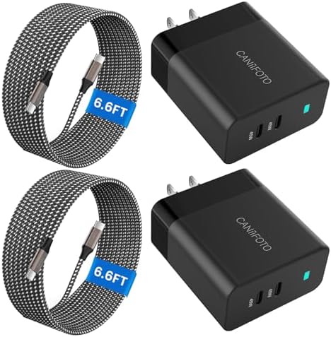 Dual Port 45 W Super Fast USB-C Charger with 2 Premium 6.6 ft Type C Cables – Optimal Fast Charging Solution for Samsung Galaxy S24/S23/S22 Series and Note10+ – Efficient, Portable, and Safe Power Adapter for Home, Office, and Travel