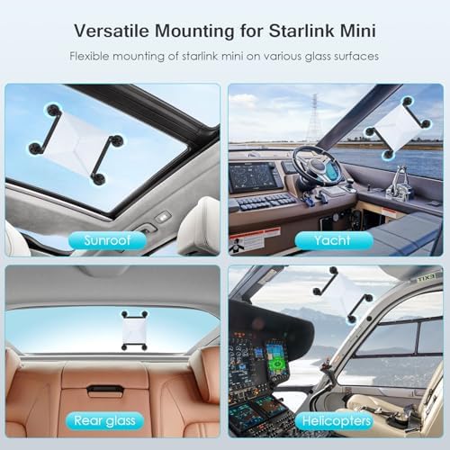 Starlink Mini Car Mount with Industrial-Grade Suction Cups – Effortless Dual Aluminum Slot Installation for Sunroofs & Glass Windows | Essential Travel Accessory for Optimized Internet Connectivity and Speed