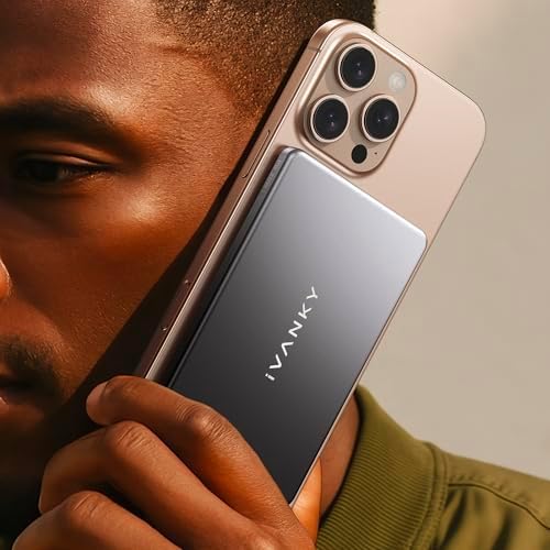 IVANKY Ultra Slim Mag Safe Portable Charger – 5000 m Ah Card-Thin Wireless Power Bank for i Phone 12-16 Pro Max | Fast Charging Qi-Certified Magnetic Battery Pack with Temperature Control for Ultimate Convenience