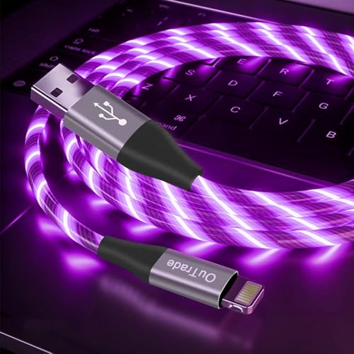 Vibrant LED i Phone Charger Cable | MFi Certified Lightning Cable for Fast, Reliable Charging | 6 ft Multicolored Glow Cable Compatible with i Phone 12, 11 Pro Max, XR, X, SE, 8 Plus, i Pad, i Pod | Stylish Power Solution for On-the-Go Charging