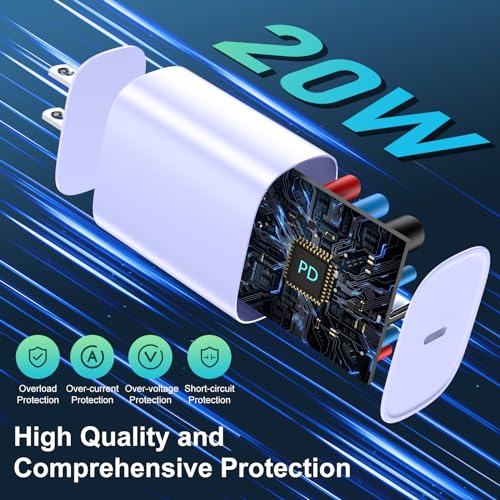 Rapid Charge Lightning Cable & 20 W USB-C Block for i Phone 14/13/12/11 – 3 FT Long Durable Fast Charger for i Pad and i Phone Models – Sleek Black Design for Enhanced Performance and Compatibility