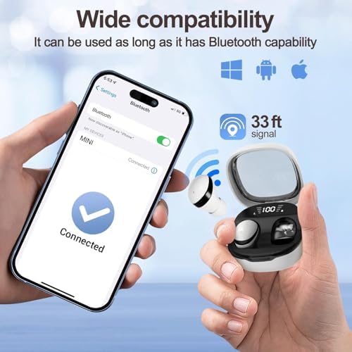 Ultra-Comfort Invisible Bluetooth Sleep Earbuds for Side Sleepers | Mini Wireless Headphones with Waterproof Design | Perfect for Clear Calls, Sports, and Ultimate Relaxation | Lightweight White Earphones for Work and On-the-Go Productivity