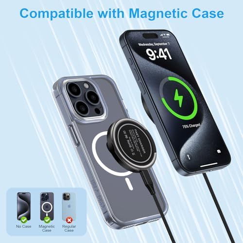 Samsung Magnetic Fast Wireless Charger Pad – Universal Charging Station for Galaxy Z Fold7, Z Flip7, S25 Ultra, i Phone 16 Pro Max, and Pixel 9 Pro XL – Sleek Design, Intelligent Safety Features, and Rapid Power Delivery for All Modern Smartphones
