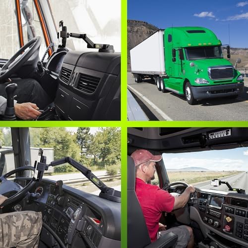 Heavy-Duty Truck Phone Mount with Super Suction Cup – 16.9-Inch Long Arm Device Holder for i Phone & Samsung – Ultimate Stability for Semi-Truck Drivers – Easy Install & Access to Navigation & Hands-Free Calls – Reliable Mobile Accessory for Safe Driving