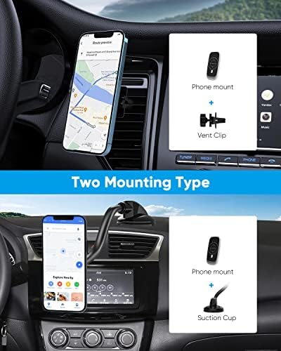 Powerlot 15 W Fast Wireless Car Charger Mount – Magnetic Phone Holder with Strong Suction & 360° Rotation for i Phone 15 Series – Ultimate Accessibility & Rapid Charging for On-the-Go Navigation and Enhanced Compatibility with Mag Safe Cases