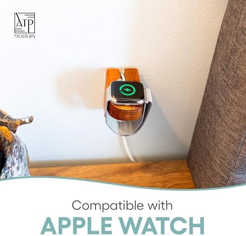 Elevate Your Charging Game: Premium Acacia Wood Wall Mount for Apple Watch Series 9 – Stylish Wooden Dock with 3 M Command Strips for Effortless Installation and Fast Charging Compatibility for All i Watch Models – Space-Saving Design for Modern Living