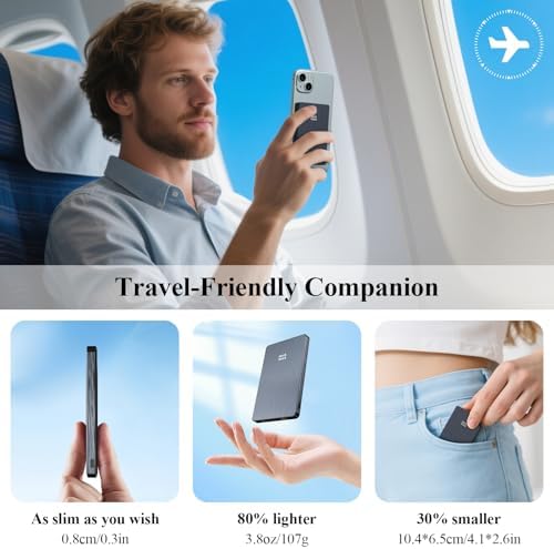 Minthouz Magnetic Power Bank – 5,000 m Ah Ultra-Fast Wireless Charger with 22.5 W USB-C Output | Portable Battery Pack for i Phone 16/15/14/13/12 Series – Stylish Black Design for Effortless On-the-Go Charging and Enhanced Device Compatibility