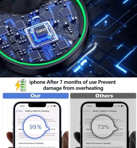 Efficient Magnetic Wireless Charging Stand – 15 W Fast Mag Safe Charger for i Phone 16 Series & Earlier, Sleep-Friendly Indicator Light, Sleek Design, Enhanced Compatibility & Quick Charge for Air Pods – Ultimate Cordless Convenience