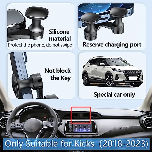 Nissan Kicks 2018-2024 Custom Car Phone Holder Mount – Durable Gravity Smartphone Bracket for Enhanced Safety & Convenience – Tool-Free Installation with 360° Rotation for Optimal Viewing – Perfect Mobile Accessory for S, SR, SV & T Models