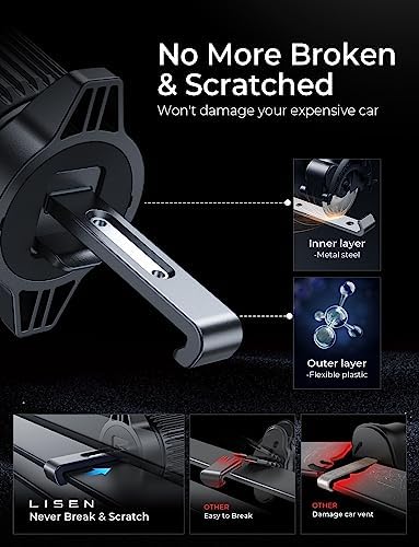 LISEN Mag Safe CD Slot Phone Mount for i Phone 15 Pro Max & Galaxy – Adjustable Magnetic Holder for Hands-Free Driving, Effortless Installation & Optimal Viewing Angle, Compatible with Mag Safe Devices, Sleek Design for Modern Interiors