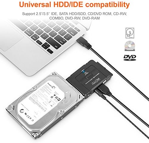 WEme USB 3.0 to SATA/IDE Adapter: Ultimate Universal Converter for 2.5″/3.5″ HDD/SSD with One-Touch Backup, 6 TB Support, Includes 12 V Power Adapter & USB 3.0 Cable for Fast Data Transfer and Seamless Compatibility