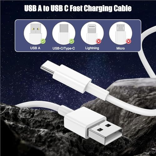 3-Pack Black [3.3FT+3.3FT+6FT] USB A to USB C Cable，USB to USB C Car Carplay Cable for iPhone 16 15 Pro Plus Pro Max，for iPad Pro/Air/Mini，for Samsung S24/S23/S22，for MacBook Pro/Air and More – Enhanced Compatibility and Speed