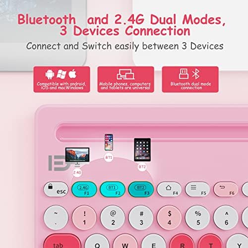 Elevate Your Typing Game with the HUO JI Wireless Multi-Device Keyboard – Effortlessly Connect to i Pad, PC, Tablet, and More! Dual-Mode Bluetooth & 2.4 G Functionality for Seamless Switching, Ergonomic Design, and Stylish Green Finish – Perfect for i OS, Android, and Windows Users!