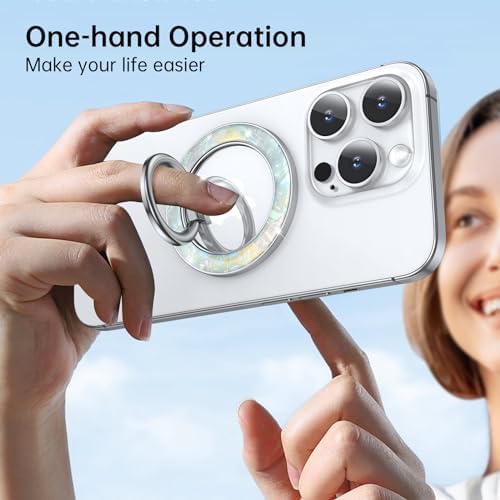 Syncwire Glamorous Magnetic Phone Grip for Mag Safe – Chic Black Diamond Ring Holder & Versatile Rotatable Kickstand – Perfectly Compatible with i Phone 15 Pro Max, 14, 13, 12 & All Android Devices – Secure, Stylish, and Multifunctional Phone Accessory