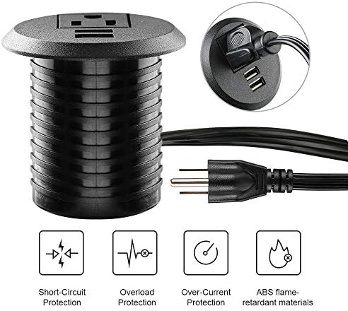 Transform Your Workspace with the Recessed Conference Power Strip Socket – Versatile 2-Outlet Charging Station with Dual USB Ports for Rapid Device Powering and Enhanced Organization in Professional Settings