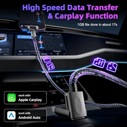 240 W 4-in-1 Braided Charging Cable: Ultimate Fast Charge Solution with E-Mark Chip for i Phone, i Pad, Mac Book & Android Devices (5 FT) – Durable Multi-Connector Cord for Seamless Device Compatibility and Superior Performance