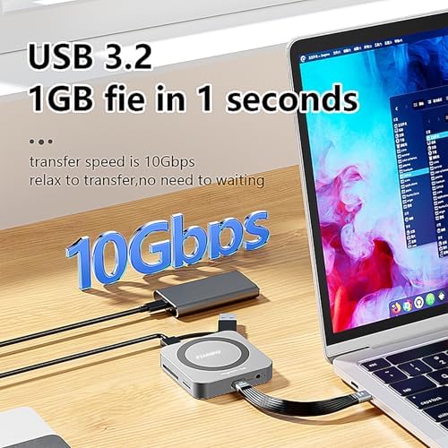 Magnetic M.2 NVMe SSD Enclosure & USB C Docking Station for i Phone Mag Safe – Ultimate Portable SSD Case with 10 Gbps Data Transfer, 4 K@60 Hz HDMI Output & 100 W PD Charging – Seamless Integration for Photographers & Creatives