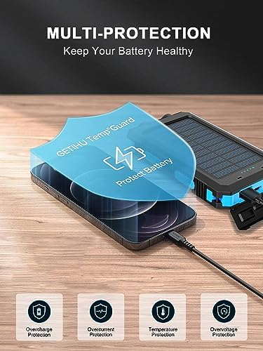 Ultimate 38800 m Ah Waterproof Solar Power Bank – High-Capacity Outdoor Charger with Dual USB-C Ports & Integrated LED Flashlights for i Phone, Samsung, i Pad – Perfect for Camping, Hiking, and Outdoor Adventures