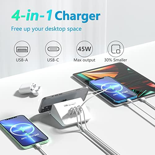 VHBW 35 W 6-Port USB C Charging Hub – Innovative Multi-Device Fast Charging Station with 3 USB-C & 3 USB-A Ports – Optimal Compatibility for i Phone 14/13/12 & Samsung Galaxy S23/S22/S21 – Smart Power Distribution for Rapid Charging Efficiency