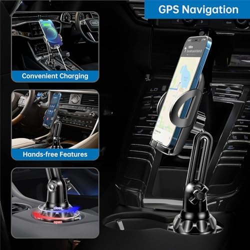 TOPGO Adjustable Car Cup Phone Holder – Secure, No-Wobble Smartphone Mount for i Phone 16 & 4.0-7.0 Inch Devices – Enhance Driving Safety with Optimal Visibility and Easy Access – Sleek Black Design for Any Vehicle