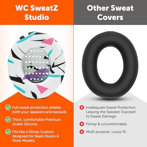 Upgrade Your Beats: WC Sweat Z Studio Earpad Covers for Studio 2 & 3 | Revolutionary Sweatproof Design, Effortlessly Washable, Perfect Fit | Unmatched Protection for Headphones & Enhanced Comfort