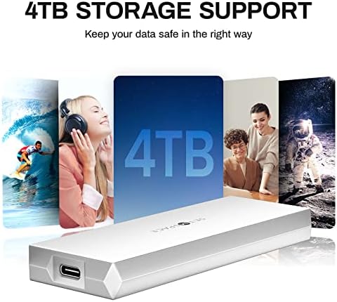 Ultra-Durable SETMSPACE NVME Enclosure – 10 Gbps SSD Adapter for M-Key Drives, Solid Aluminium Alloy Case with USB C/A Cables, Supports 2230/2242/2260/2280 Sizes, Enhanced Portability and Robust Performance in Sleek Grey Design