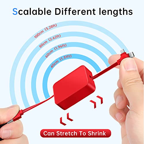 Versatile 4-Piece 3-in-1 Retractable Multi Charging Cable Set – 3.28 FT USB C, Micro USB & Lightning Connectors for i Phone, Android & Tablets – Fast Charging, Tangle-Free Design Perfect for Home, Office, and On-the-Go – Ideal Gift for Festivals and Birthdays