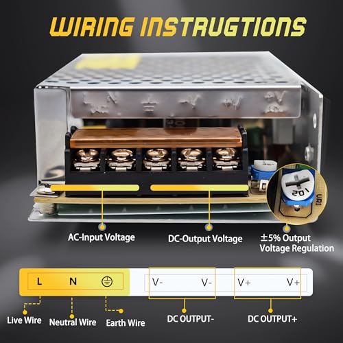 High-Performance 600 W AC to DC Power Adapter – Universal 110 V/220 V Input to Stable 12 V Output – Perfect for LED Lighting, CCTV Surveillance, and RV Power Solutions – Robust 50 A Switching Regulator for Dependable Energy Delivery and Enhanced Device Compatibility