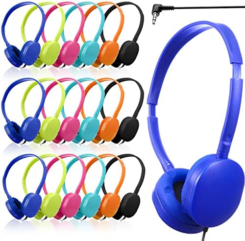 Elevate Classroom Engagement with Konohan Kids Headphones – Bulk 18-Pack Adjustable Wired Earphones for Students, Teens, and Adults, Offering Universal 3.5 mm Compatibility and Superior Sound Quality – Durable and Comfortable for All Learning Environments