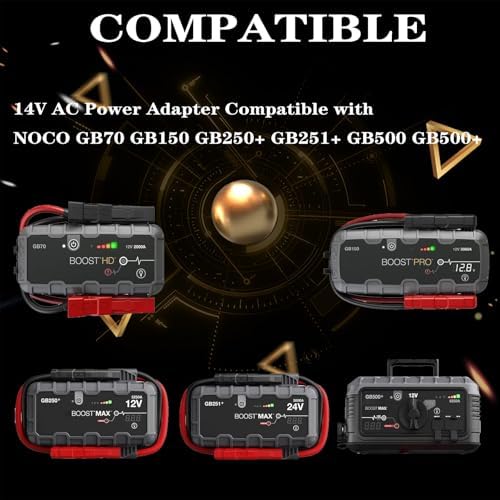 High-Performance 56 W AC Power Adapter for NOCO Jump Starters – Ultimate Compatibility with GB70, GB150, GB250+, GB251+, and GB500 Models – Rapid Charging for Optimal Lithium Battery Efficiency and Dependability