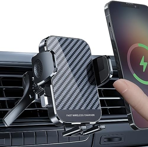 15 W Fast Wireless Car Charger & Air Vent Mount – Effortless Qi Charging for i Phone 14, Samsung Galaxy S23, and More – Stay Powered on the Go with Enhanced Safety Features and Sleek Design