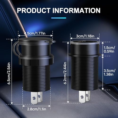 20 W Dual-Port USB-C Car Charger with Power Delivery & Quick Charge 3.0 – LED Voltage Display for Real-Time Monitoring – High-Speed Charging for i Phone, Samsung, and Android Devices in 12 V/24 V Vehicles – Ideal for Family Trips and Daily Commuting
