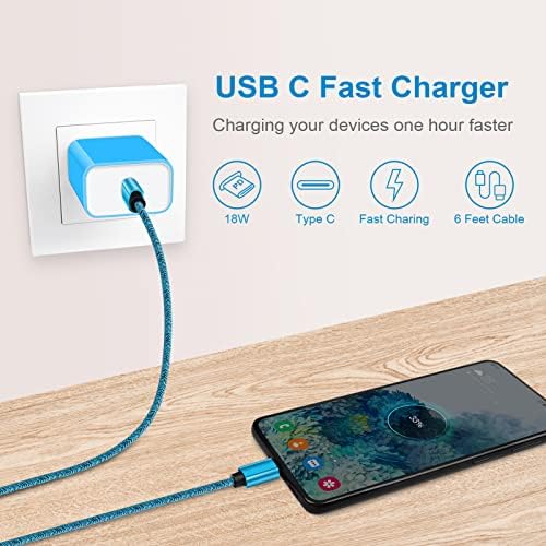 20 W USB C Fast Charger with 6 ft USB C to C Cable – Rapid Charging Solution for Samsung Galaxy S25 Ultra, S24 FE, Pixel 9, and More – Compact, Durable, and Travel-Friendly Charger to Power Your Android Devices Efficiently