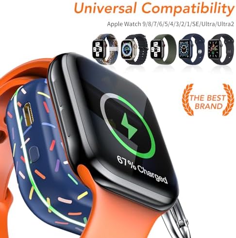 HUOTO Compact Magnetic Wireless Charger for Apple Watch – 1200 m Ah Portable Power Bank Keychain, Compatible with Series 10/9/8/Ultra 2/Ultra/7/6/5/4/3/2/SE, Ideal Travel Accessory for Effortless Charging On-the-Go