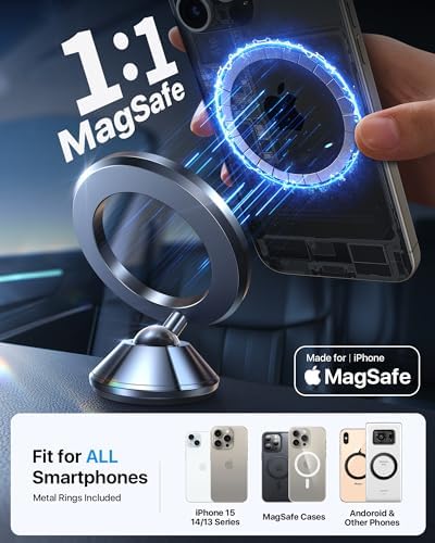 Revolutionize Your Drive with the Andobil Mag Safe Car Mount – Superior Magnetic Grip, Tool-Free Installation | All-Metal 360° Air Vent Holder for i Phone 16/15 & Samsung Galaxy S25, Effortless Navigation & Enhanced Safety on the Go