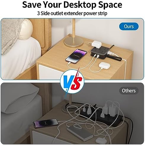 NTONPOWER 8-Outlet Flat Plug Power Strip with 45 W USB-C Fast Charging Port – Compact Multi-Device Extender with 5 ft Cord, Ideal for Home and Travel, Compatible with i Phone, Mac Book Pro, Tablets, and Samsung – Smart Design for Organized Charging Solutions