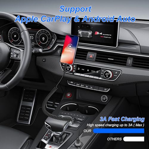 Ultimate 4-in-1 MFi Certified USB C and Lightning Charging Cable – 60 W Fast Charge & Data Sync for Apple Car Play & Android Auto – Tangle-Free Coiled Multi-Device Charging Solution for i Phone, Android, i Pad, and Laptops – Premium Compatibility & Speed Enhancement